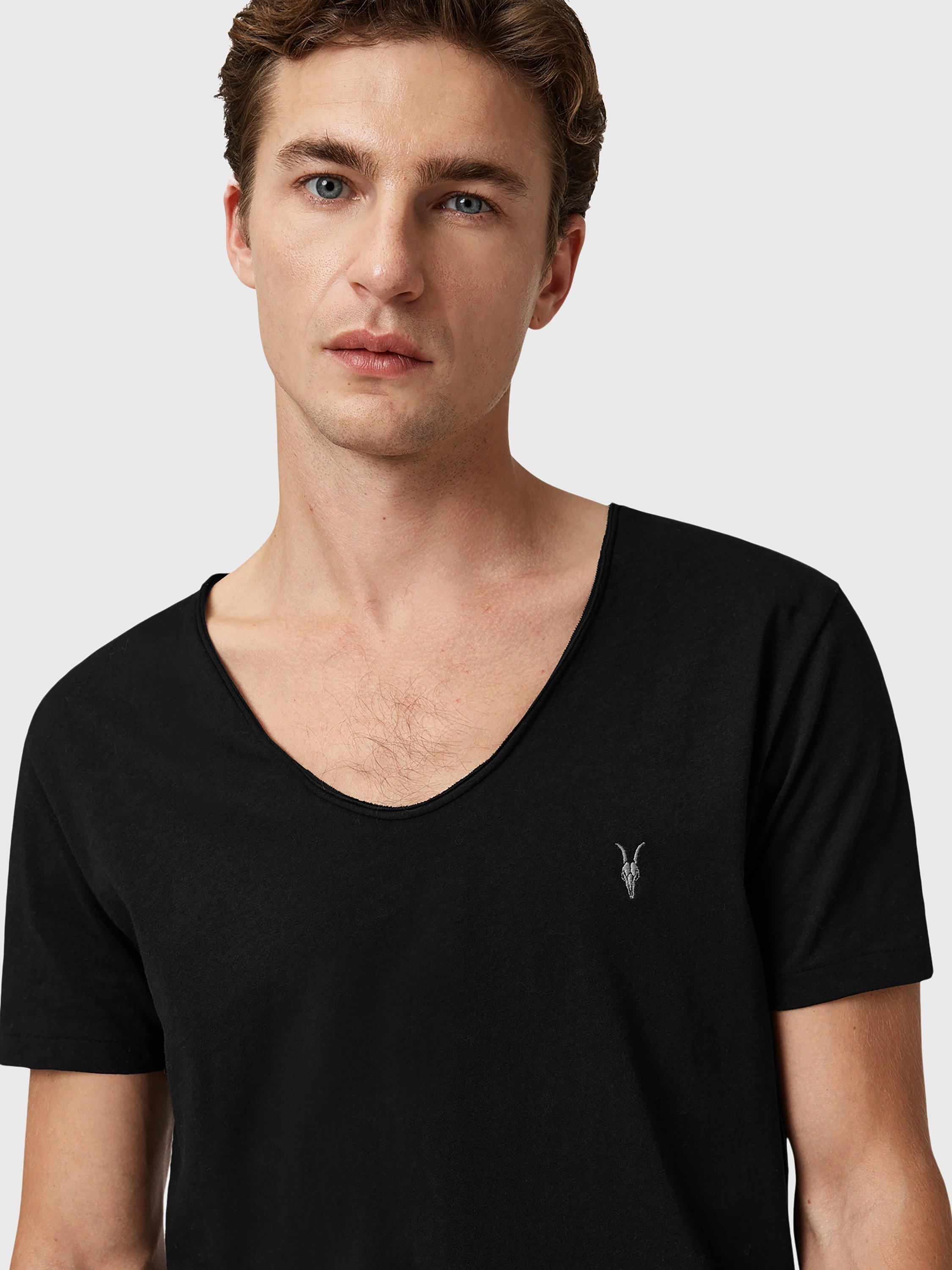Product image 6 of 6, which shows AllSaints Tonic Scoop Neck T-Shirt, Jet Black, XS