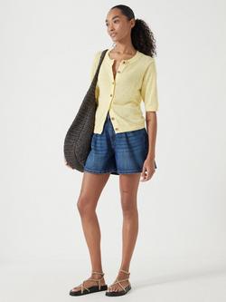 HUSH Cotton Linen Blend Short Sleeve Cardigan - view 2, Pale Yellow