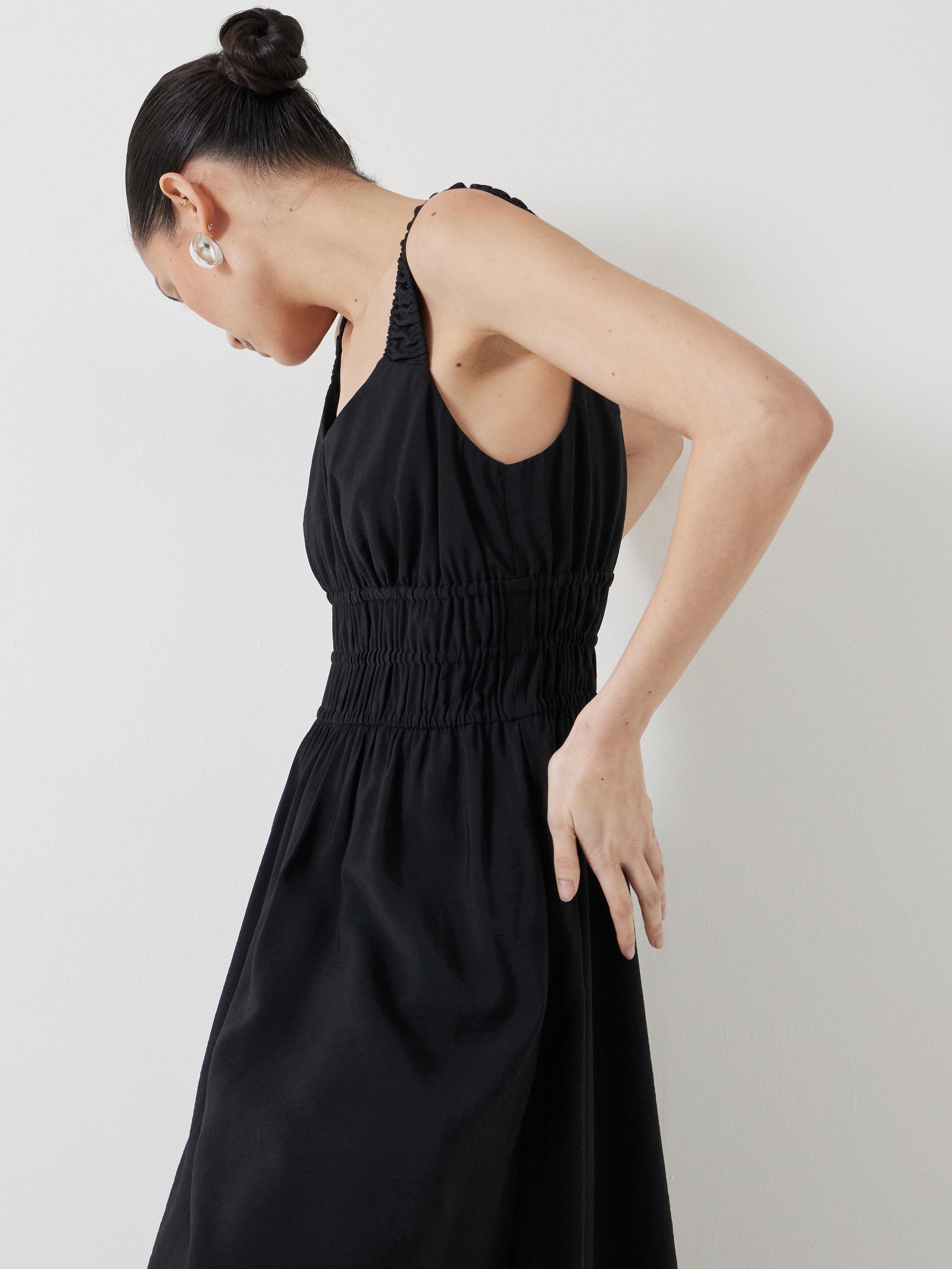 Product image 2 of 6, which shows HUSH Air Flow Midi Dress, Black, 10