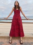 HUSH Abstract Air Flow Midi Dress, Lotus Red