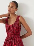 HUSH Abstract Air Flow Midi Dress, Lotus Red
