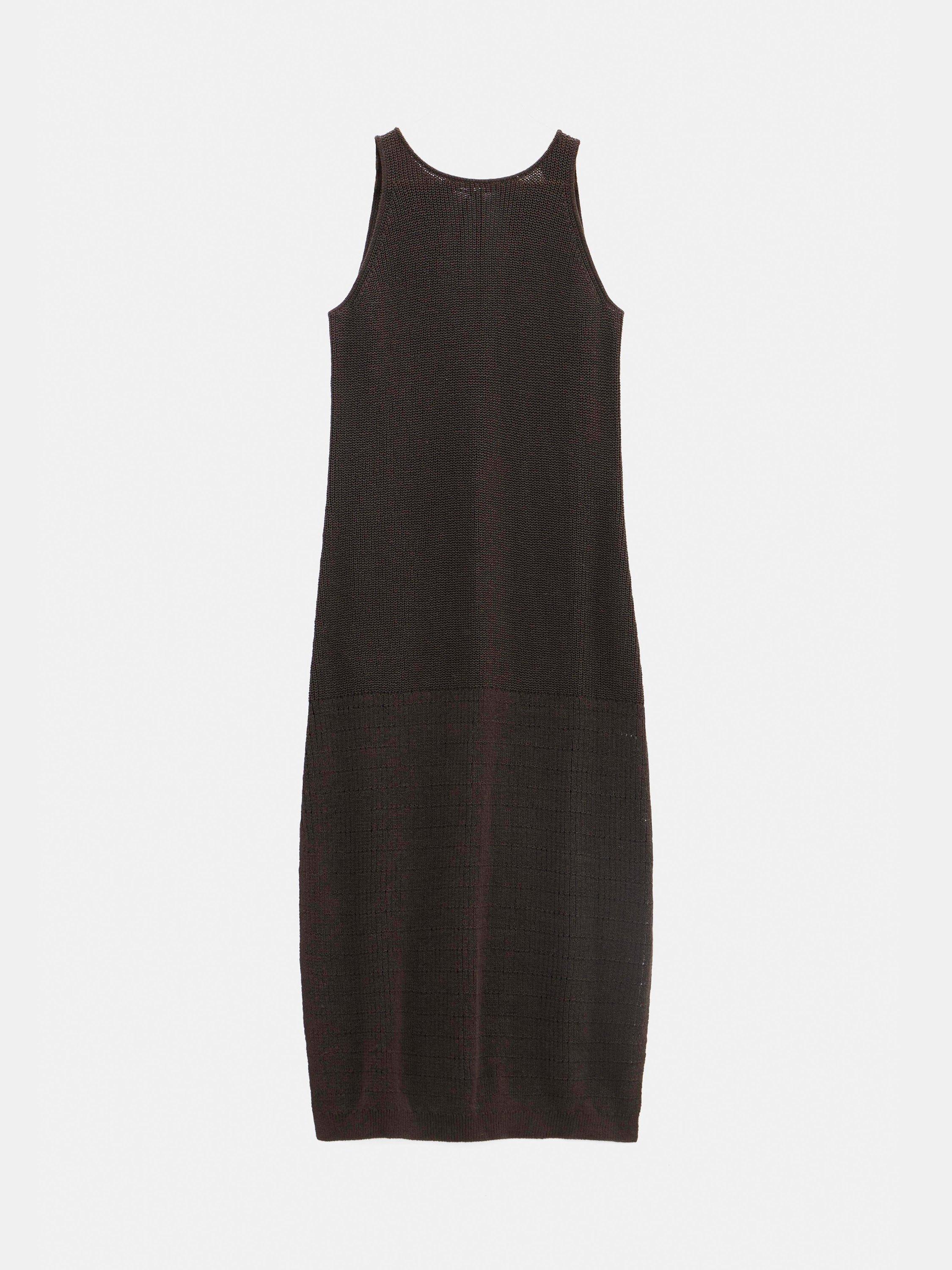 Product image 5 of 5, which shows Hush Clara Knitted Cotton Blend Midi Beach Dress, Chocolate Brown, L-XL