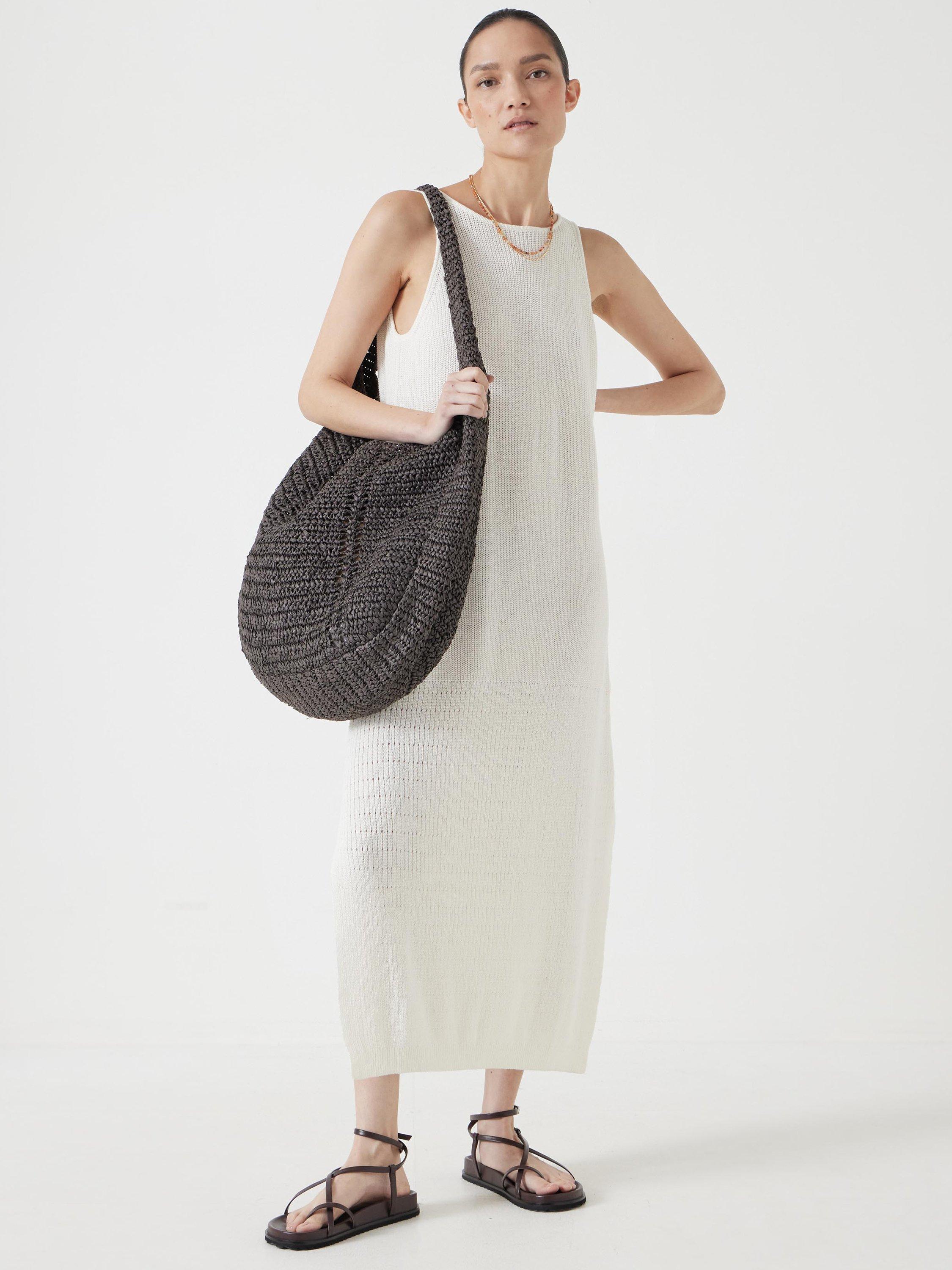 Product image 1 of 5, which shows Hush Clara Knitted Cotton Blend Midi Beach Dress, Soft White, XS-S