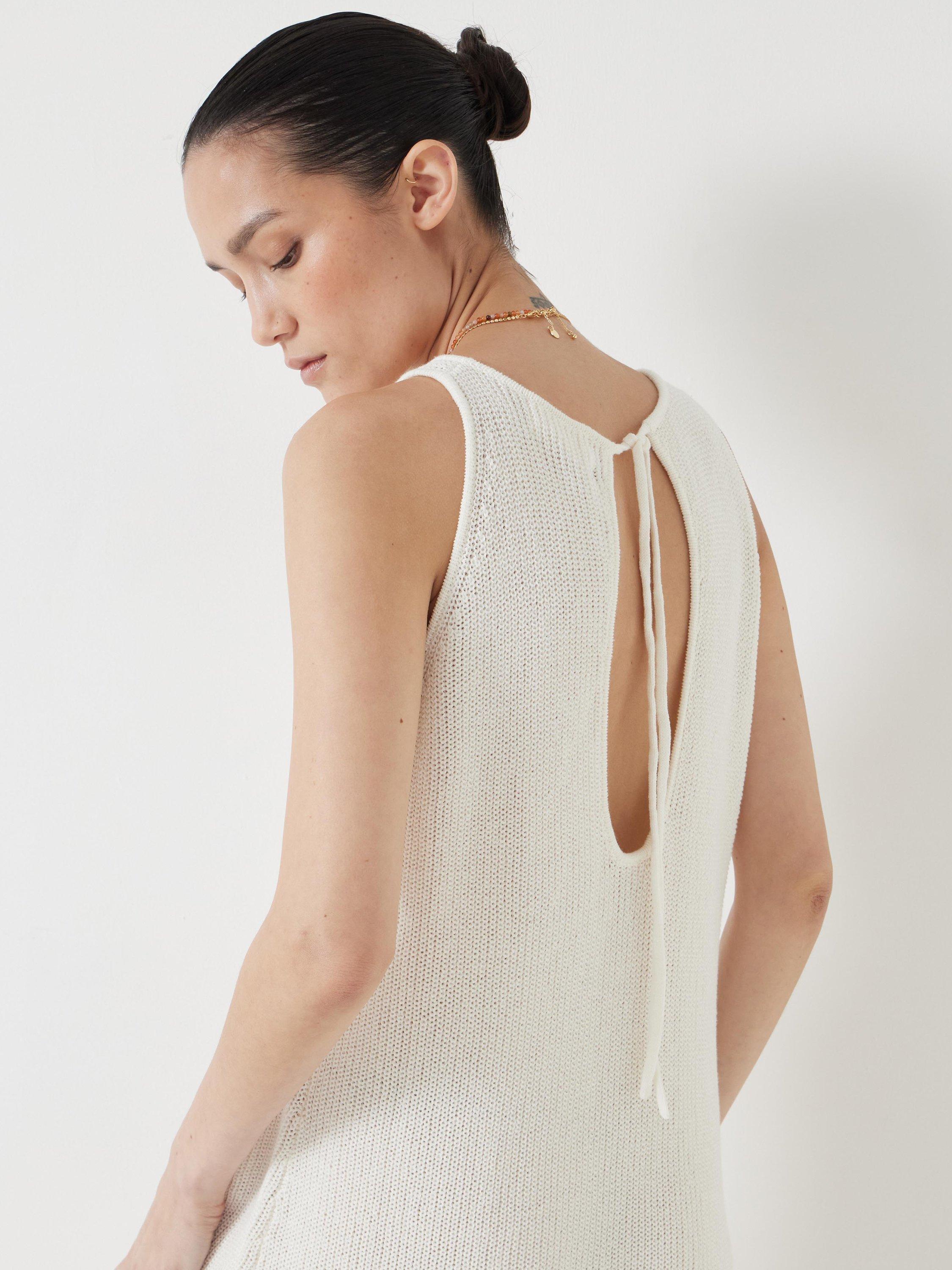 Product image 2 of 5, which shows Hush Clara Knitted Cotton Blend Midi Beach Dress, Soft White, XS-S
