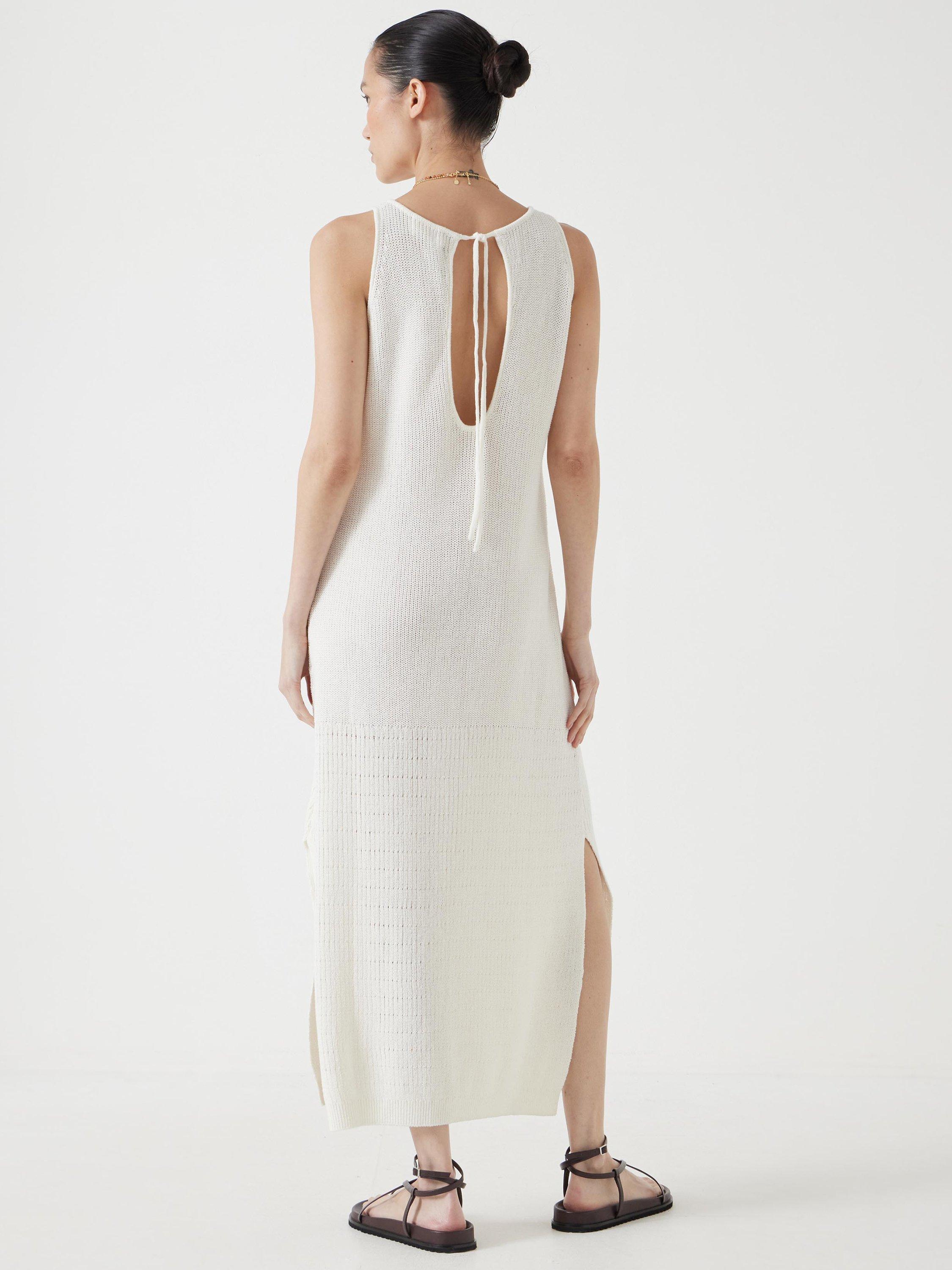 Product image 4 of 5, which shows Hush Clara Knitted Cotton Blend Midi Beach Dress, Soft White, XS-S