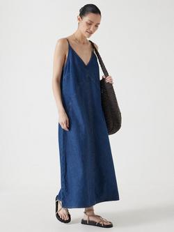 HUSH Denim Maxi Slip Dress, Mid Authentic Wash, Mid Authentic Wash