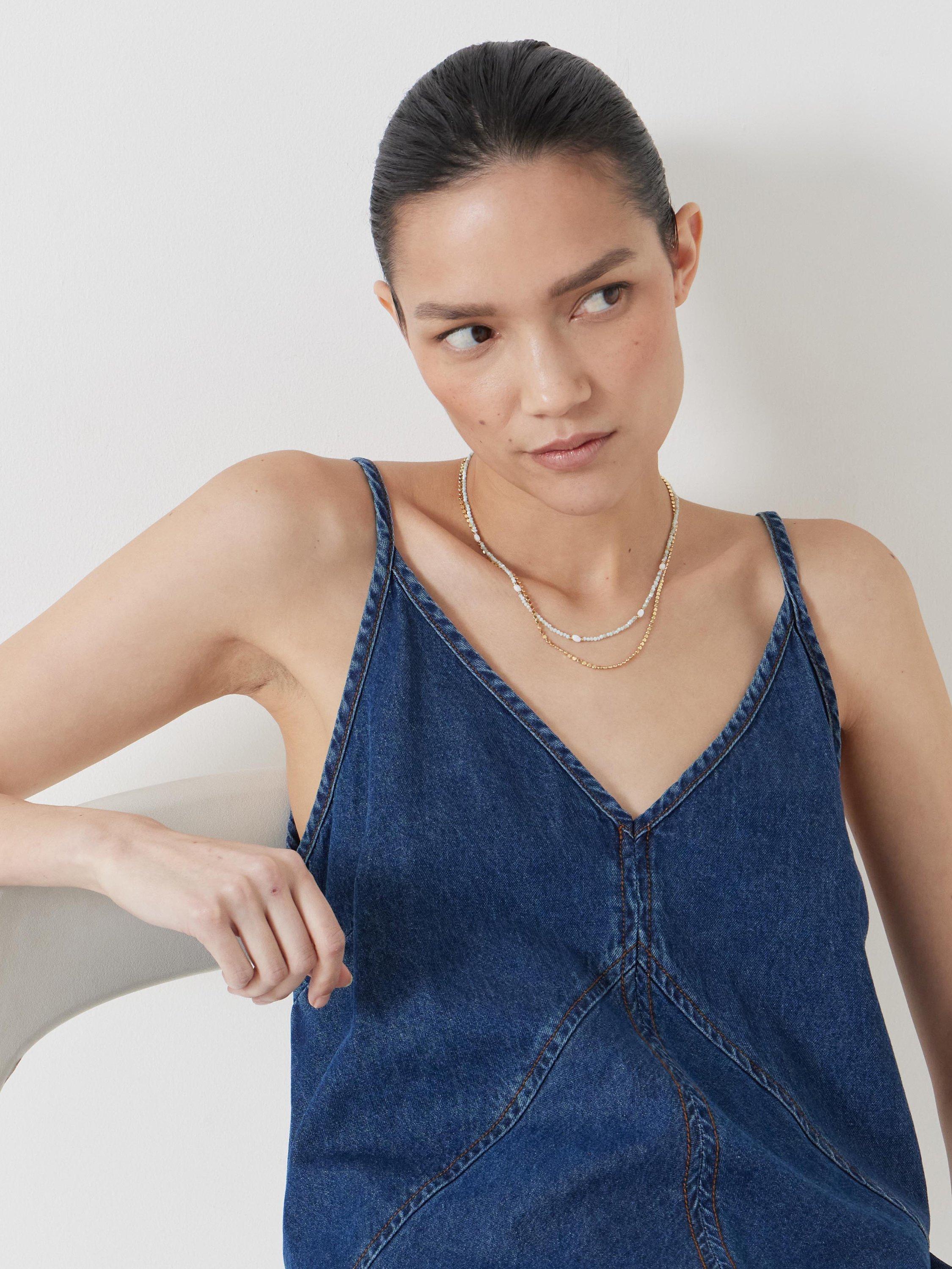 Product image 2 of 5, which shows HUSH Denim Maxi Slip Dress, Mid Authentic Wash, 10