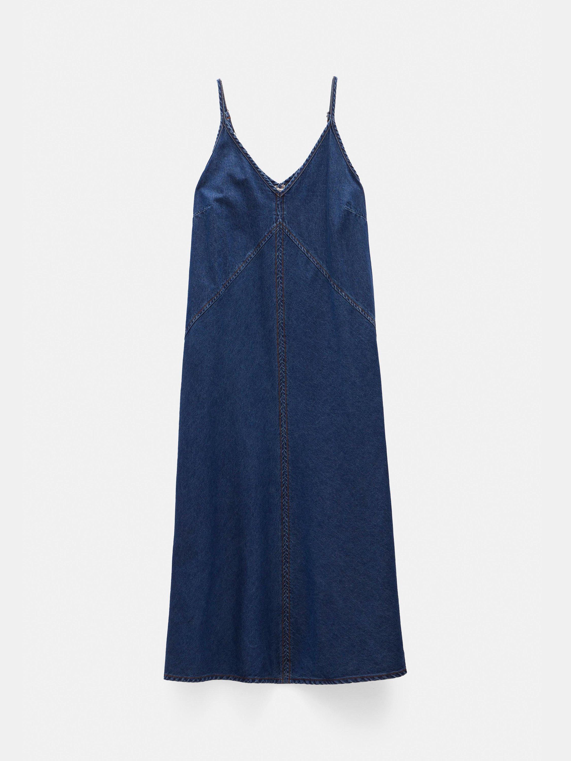 Product image 4 of 5, which shows HUSH Denim Maxi Slip Dress, Mid Authentic Wash, 10