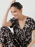 HUSH Grace Palm Print Dress, Chocolate/White