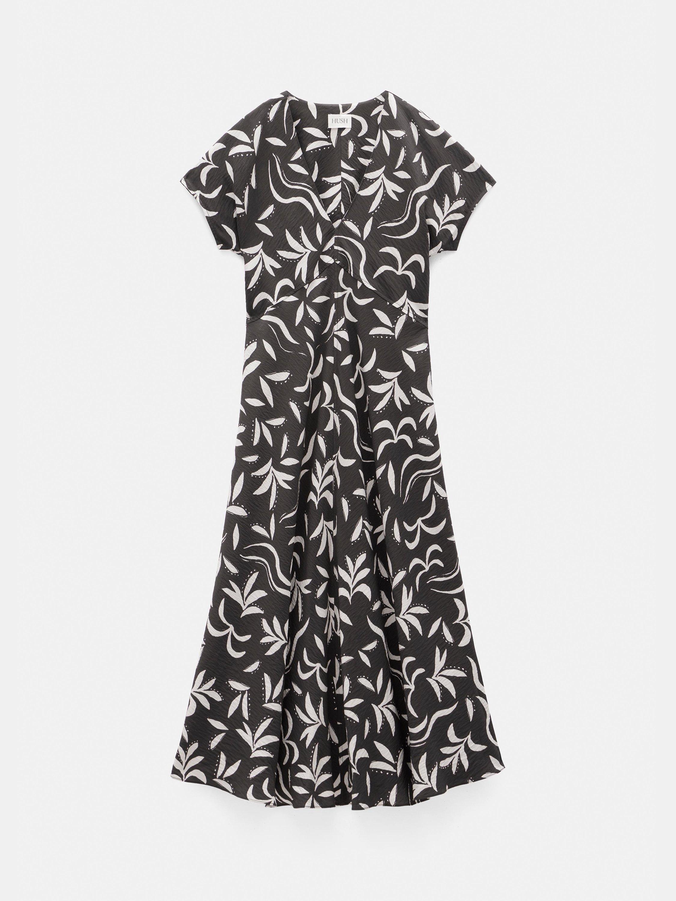 Product image 5 of 5, which shows HUSH Grace Palm Print Dress, Chocolate/White, 4