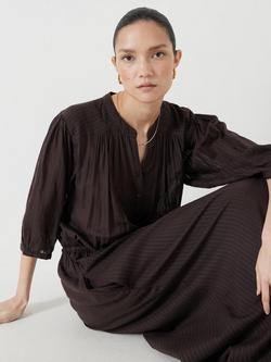 HUSH Lhea Cotton Voile Midi Dress - view 2, Chocolate Brown