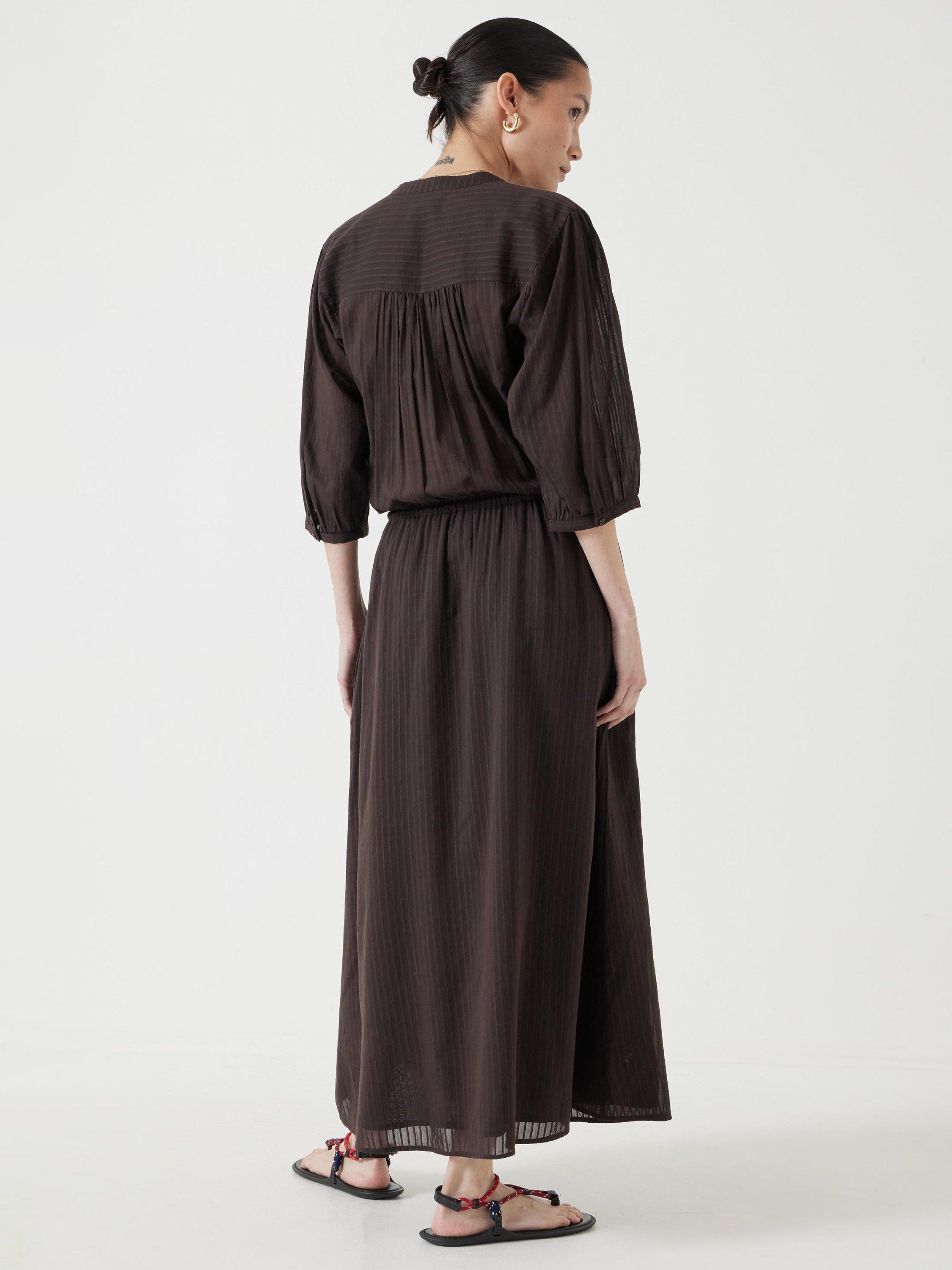 Product image 5 of 6, which shows HUSH Lhea Cotton Voile Midi Dress, Chocolate Brown, 4