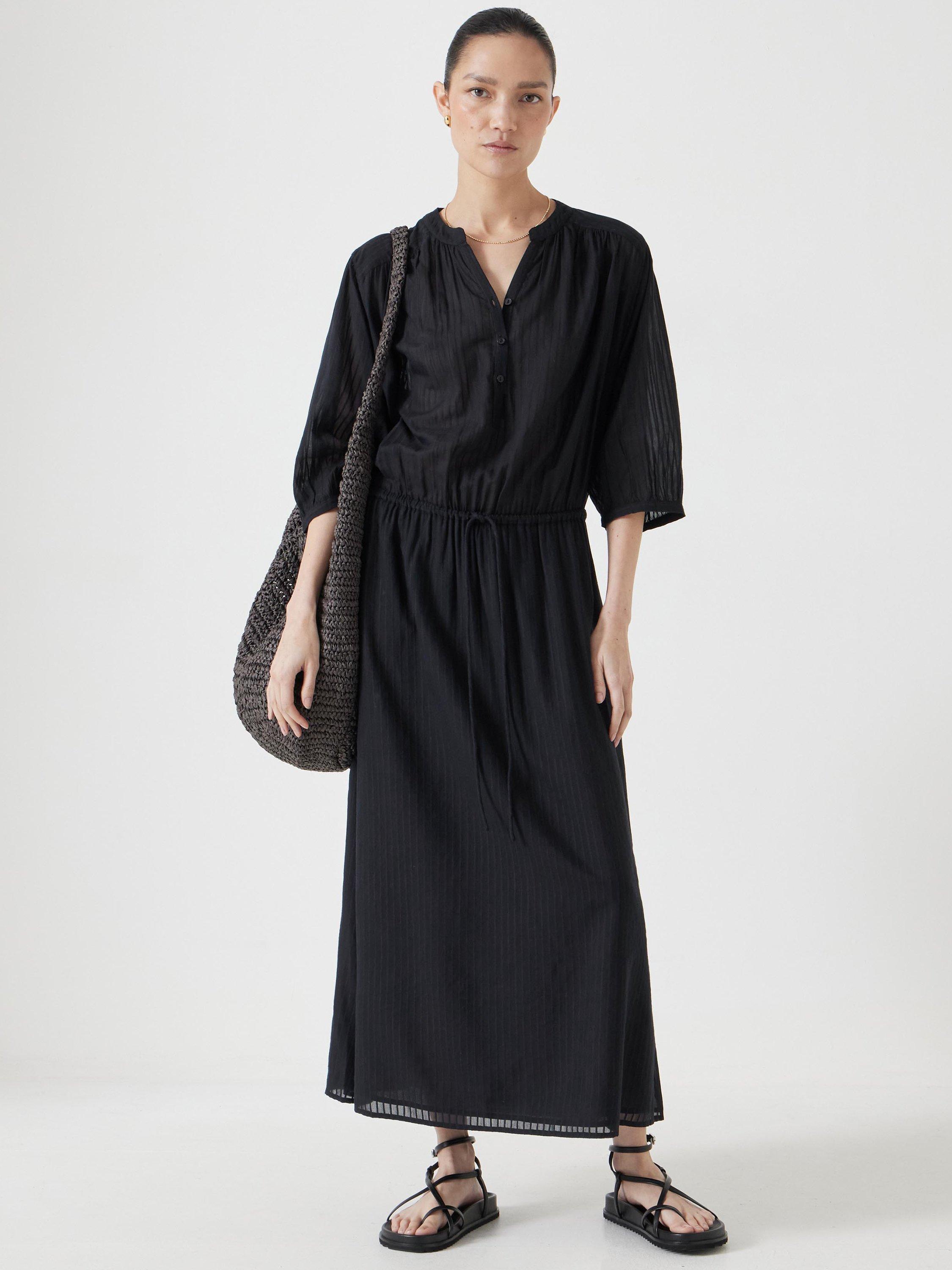 Product image 1 of 5, which shows HUSH Lhea Cotton Voile Midi Dress, Washed Black, 6