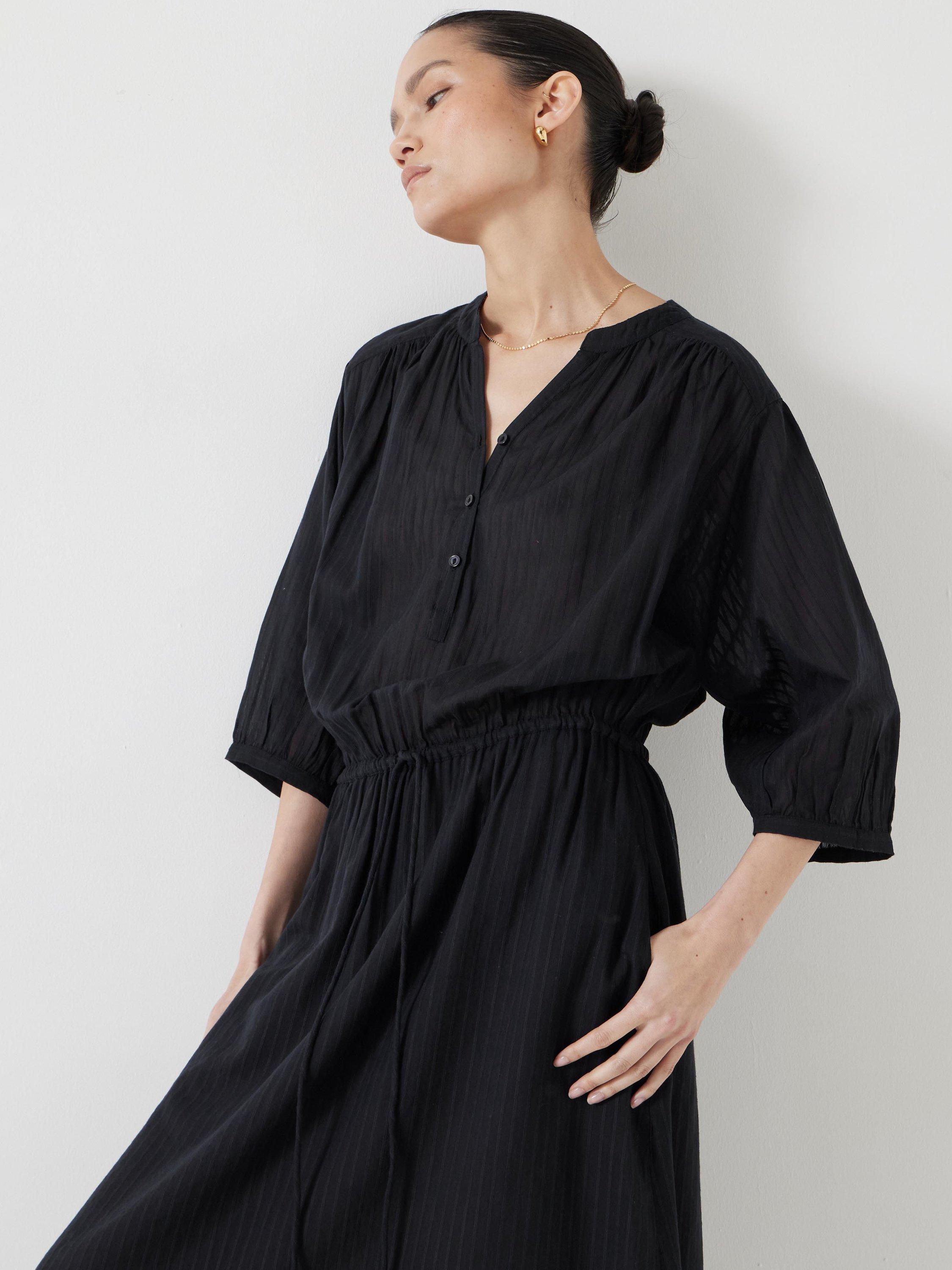 Product image 2 of 5, which shows HUSH Lhea Cotton Voile Midi Dress, Washed Black, 6