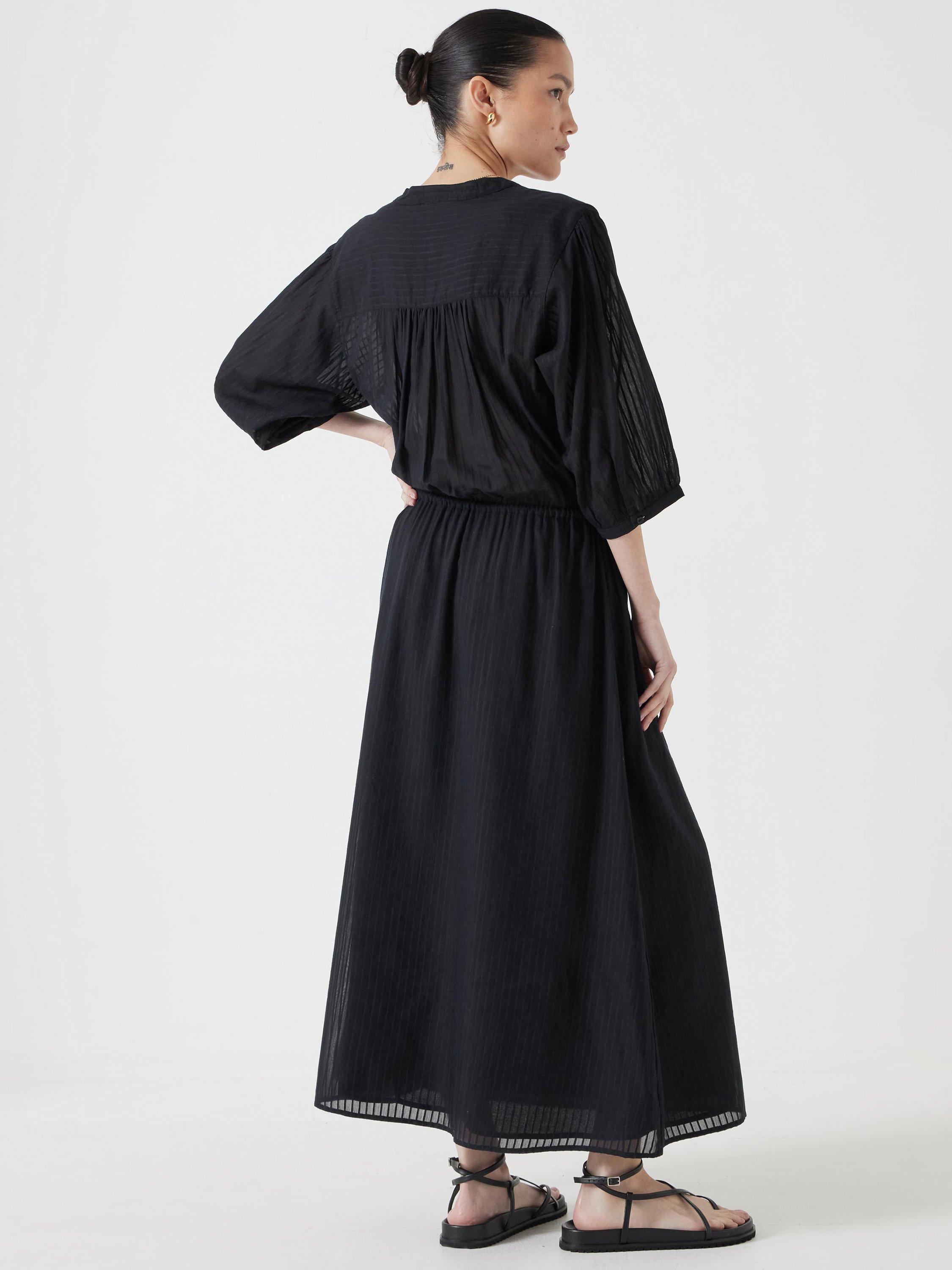 Product image 3 of 5, which shows HUSH Lhea Cotton Voile Midi Dress, Washed Black, 6