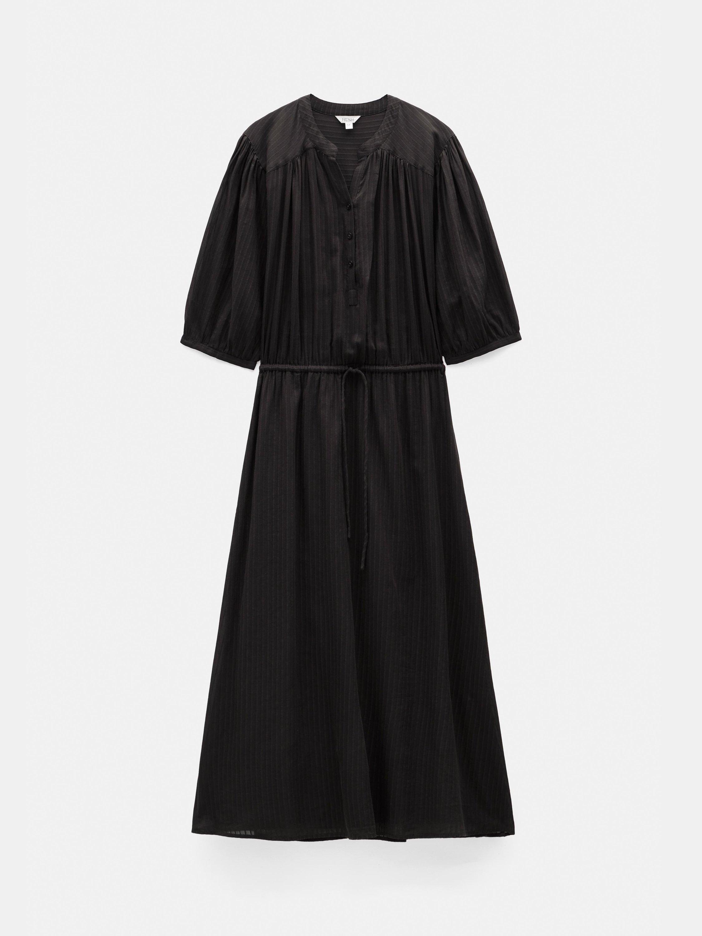 Product image 4 of 5, which shows HUSH Lhea Cotton Voile Midi Dress, Washed Black, 6