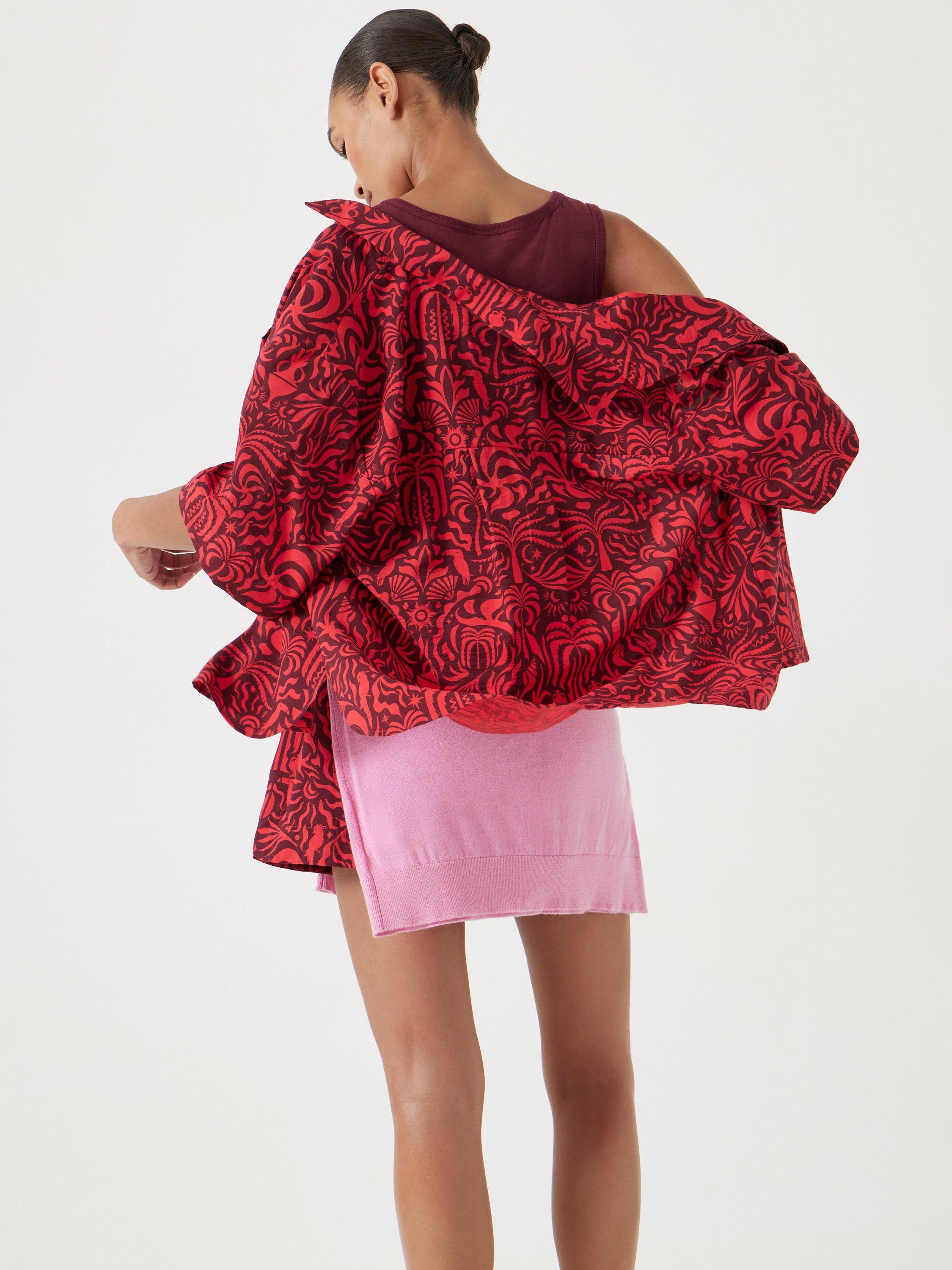 Product image 5 of 6, which shows HUSH Air Flow Abstract Shirt, Lotus Red, XXS
