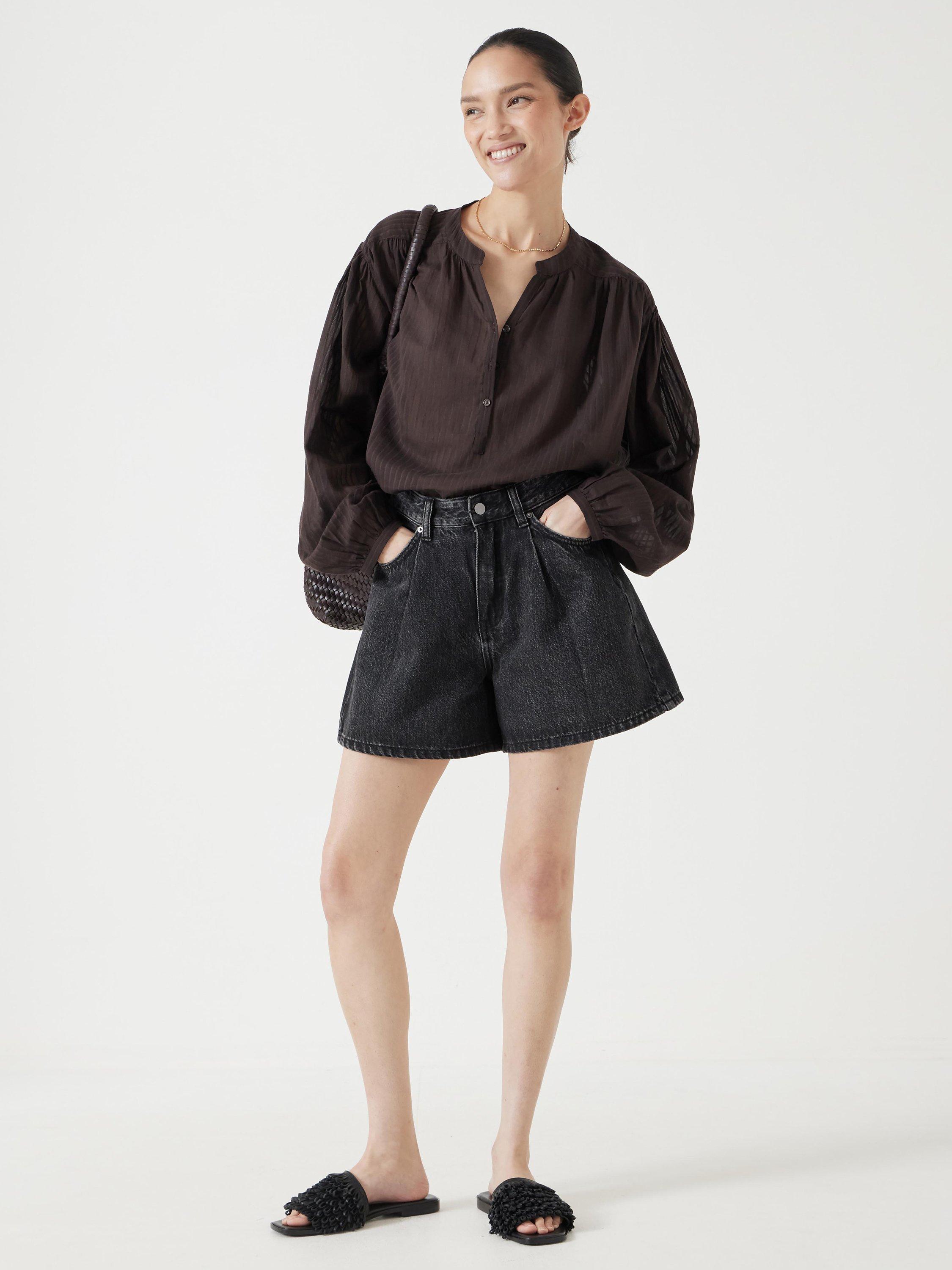 Product image 1 of 5, which shows HUSH Larissa Denim Shorts, Washed Grey, 10R