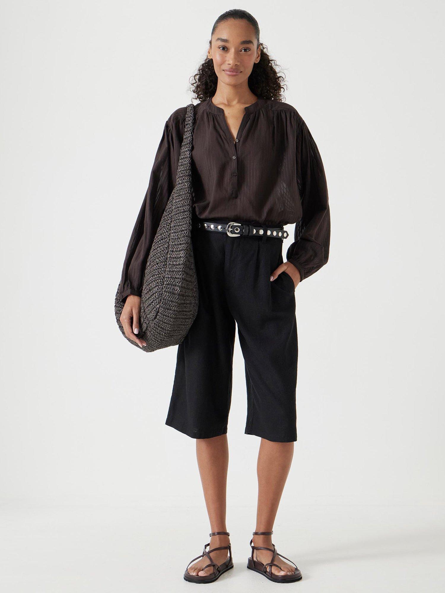 Product image 3 of 6, which shows HUSH Lya Linen Blend Bermuda Shorts, Washed Black, 4
