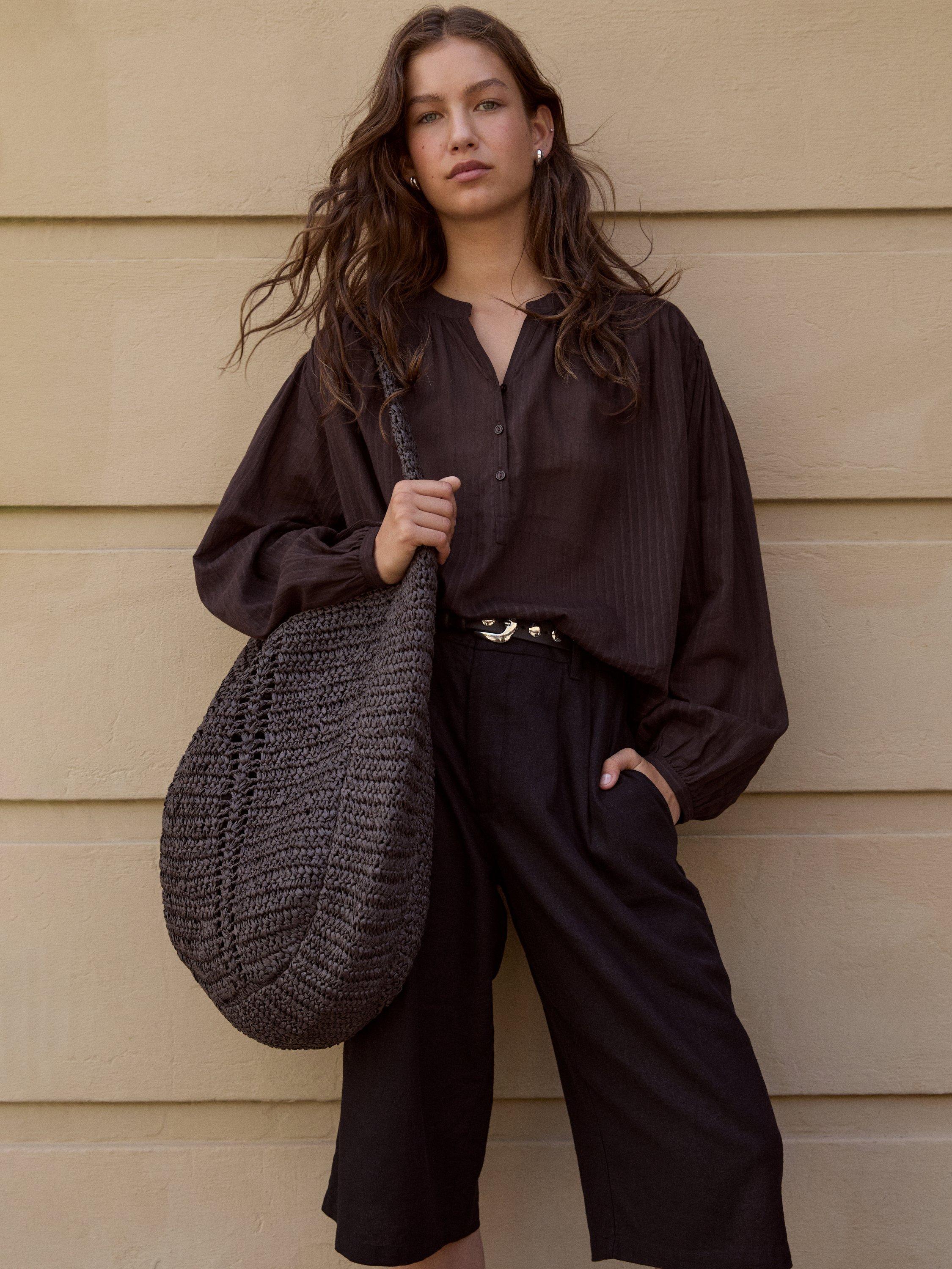 Product image 1 of 6, which shows HUSH Lya Linen Blend Bermuda Shorts, Washed Black, 4