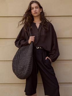 HUSH Lya Linen Blend Bermuda Shorts, White, Washed Black