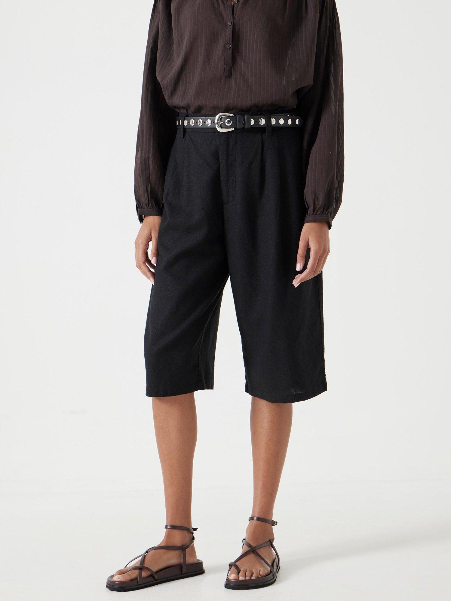 Product image 4 of 6, which shows HUSH Lya Linen Blend Bermuda Shorts, Washed Black, 4