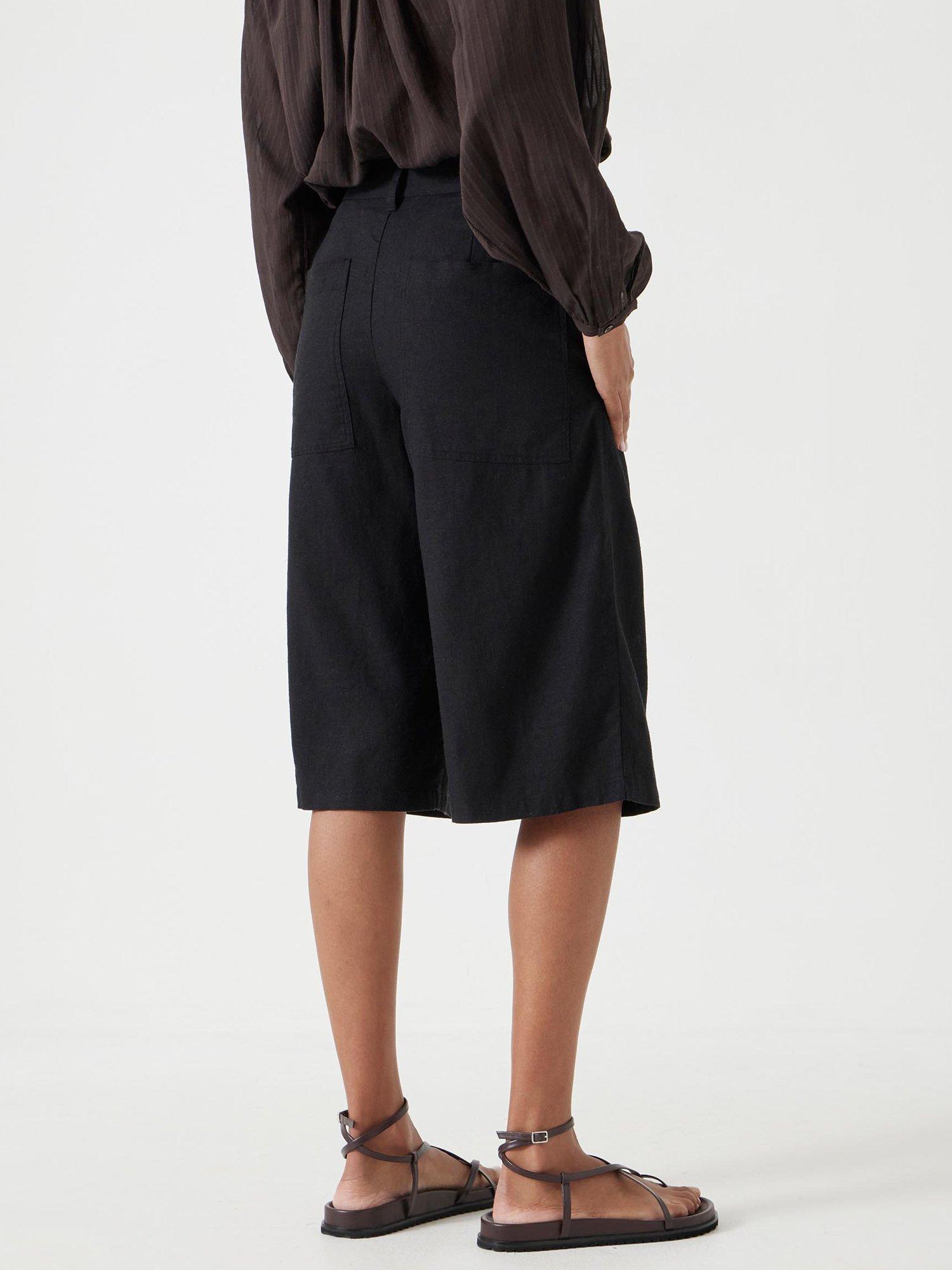 Product image 5 of 6, which shows HUSH Lya Linen Blend Bermuda Shorts, Washed Black, 4