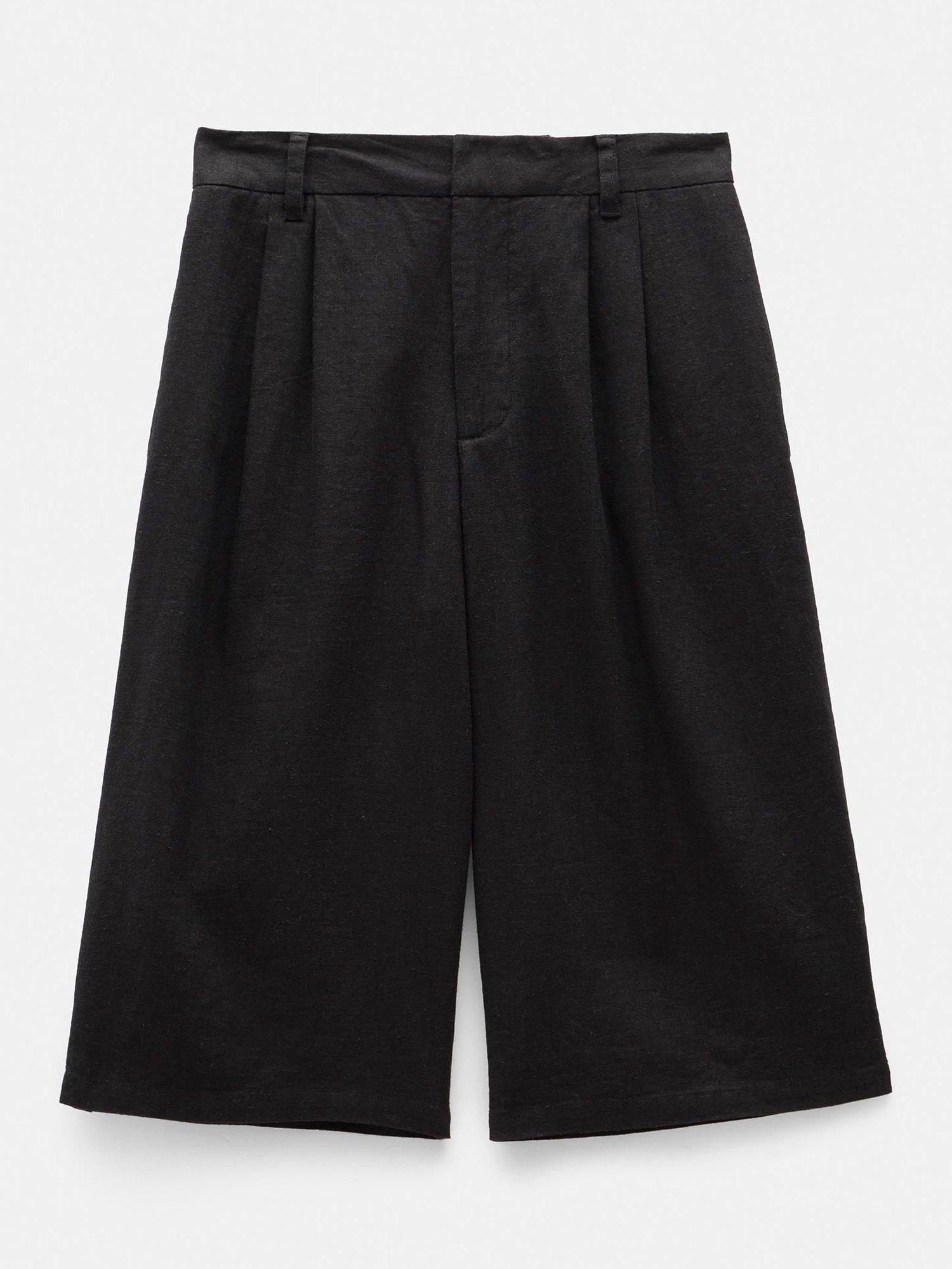 Product image 6 of 6, which shows HUSH Lya Linen Blend Bermuda Shorts, Washed Black, 4