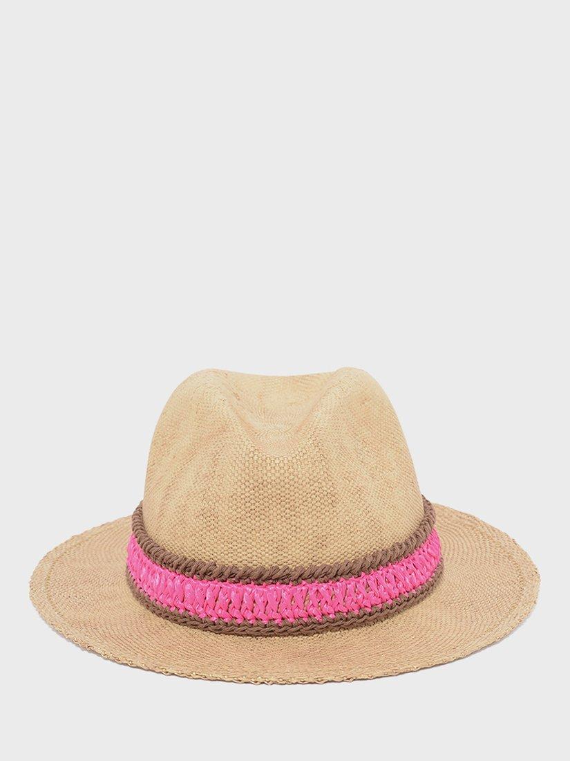Gerard Darel Nirma Raffia Fedora, Fuchsia/Multi