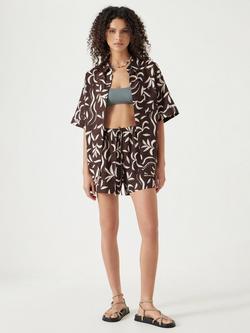HUSH Linen Blend Printed Shorts - view 2, Palm Print Chocolate