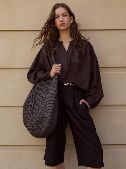 HUSH Lya Linen Blend Bermuda Shorts, Washed Black, Washed Black