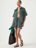 HUSH Towelling Shorts, Sage Green