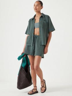 HUSH Towelling Shorts, Sage Green - view 2, Sage Green