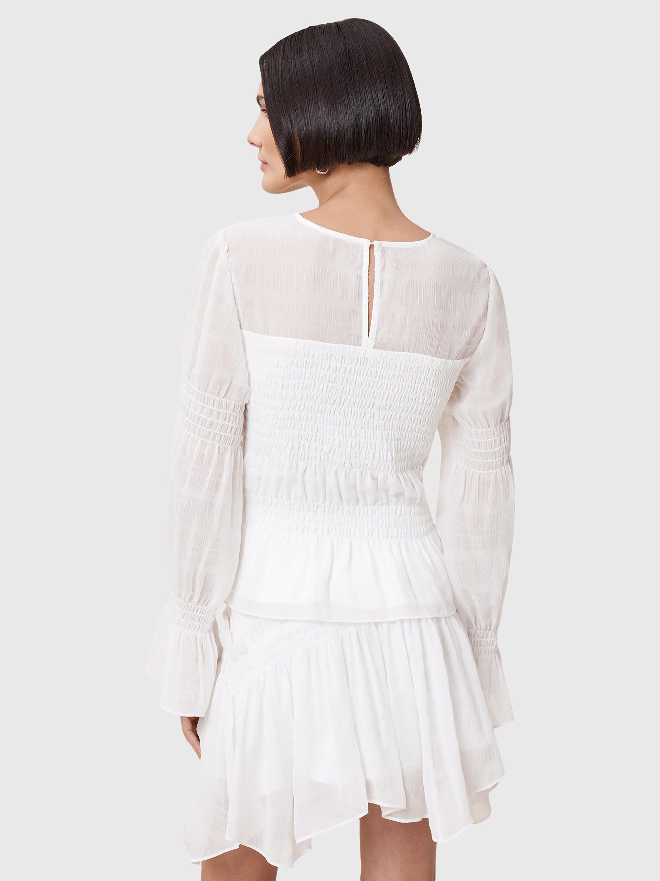 Product image 2 of 6, which shows AllSaints Pamela Shirred Mixed Blend Long Sleeve Top, White, 6