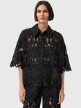AllSaints Charlie Embroidered Shirt, Black, Black