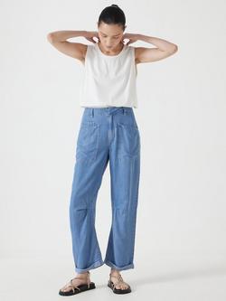 Hush Lightweight Chambray Denim Barrel Trousers - view 2, Light Blue Chambray
