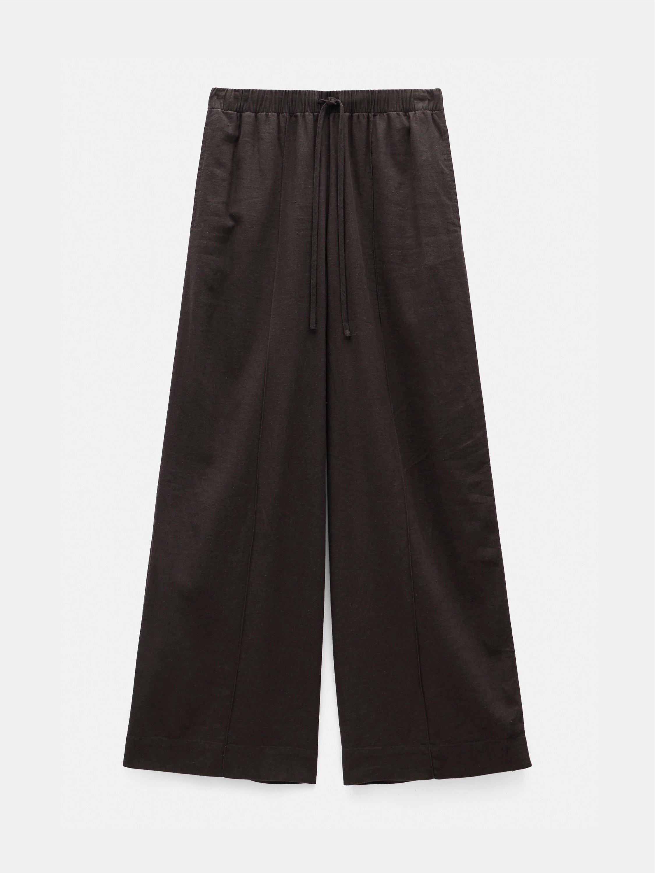 Product image 5 of 5, which shows HUSH Linen Blend Petunia Wide Leg Trousers, Dark Brown, 4R