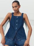 HUSH Tailored Denim Waistcoat, Mid Authentic Wash
