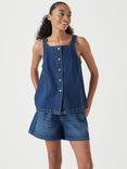 HUSH Tailored Denim Waistcoat, Mid Authentic Wash