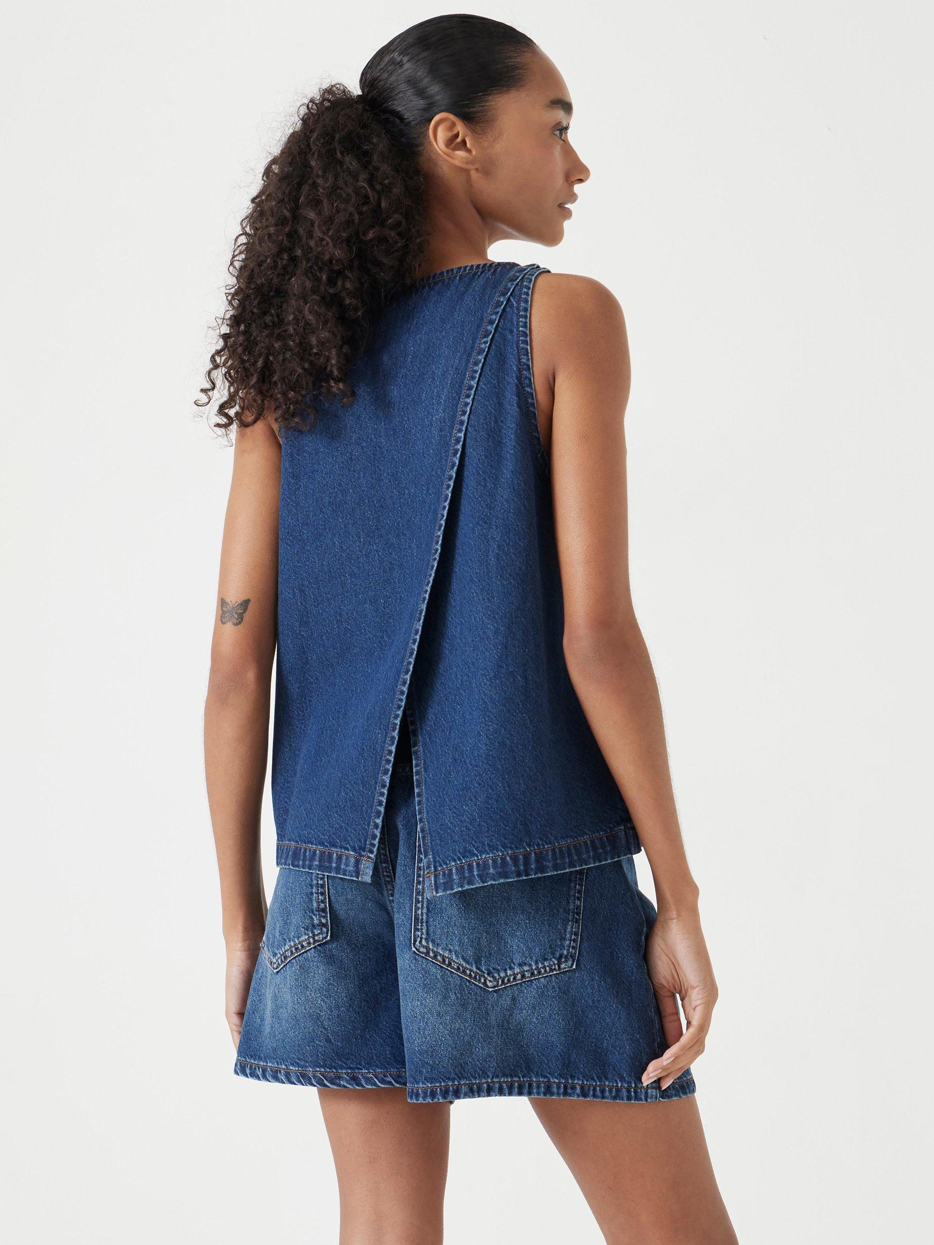 Product image 4 of 6, which shows HUSH Tailored Denim Waistcoat, Mid Authentic Wash, 10
