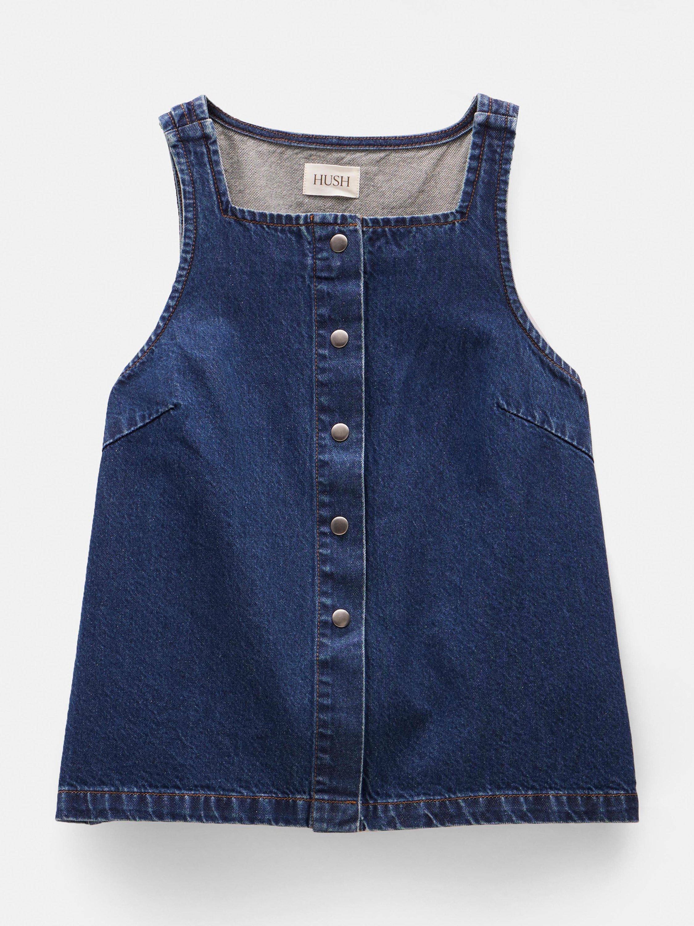 Product image 6 of 6, which shows HUSH Tailored Denim Waistcoat, Mid Authentic Wash, 10