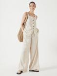 HUSH Phoebe Stripe Linen Blend Waistcoat, Ecru/Black