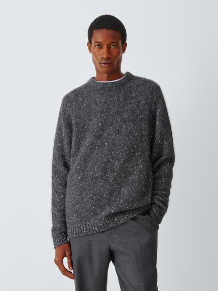 John Lewis Crew Neck Alpaca Blend Jumper, Charcoal, Charcoal