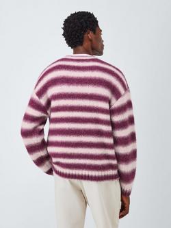 John Lewis Ombre Stripe Crew Neck Jumper with Alpaca, Pink/Multi - view 2, Pink Multi
