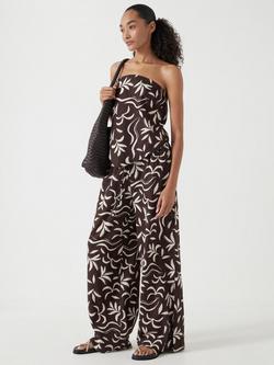 HUSH Linen Blend Bandeau Sleeveless Top - view 2, Chocolate/White