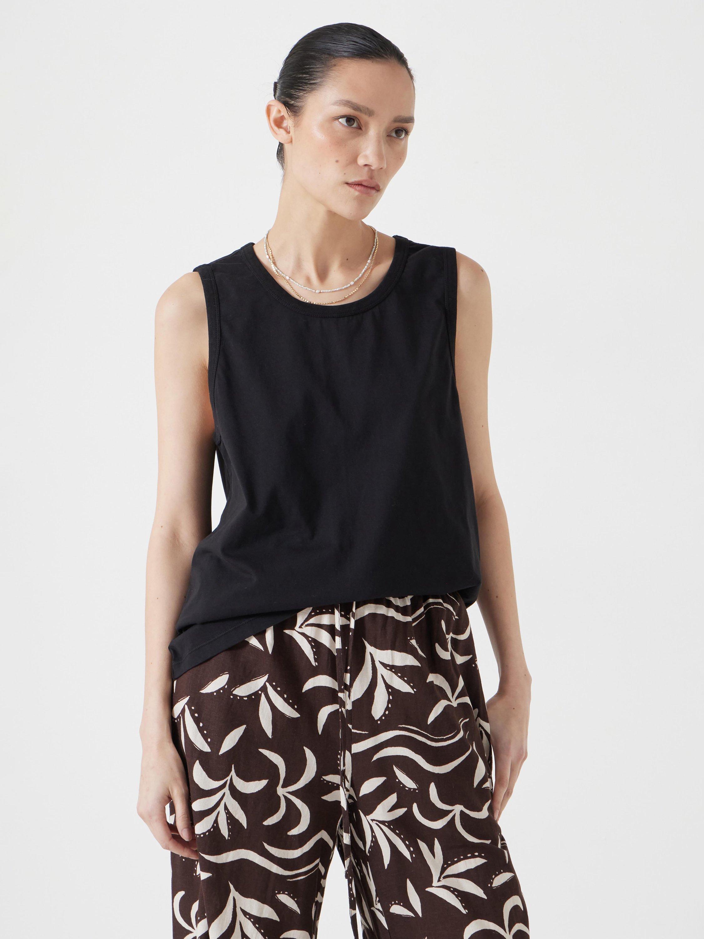 Product image 1 of 5, which shows HUSH Carla Relaxed Tank Top, Black, XXS