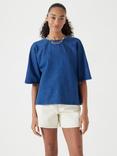 HUSH Denim Raglan Sleeve Top, Blue
