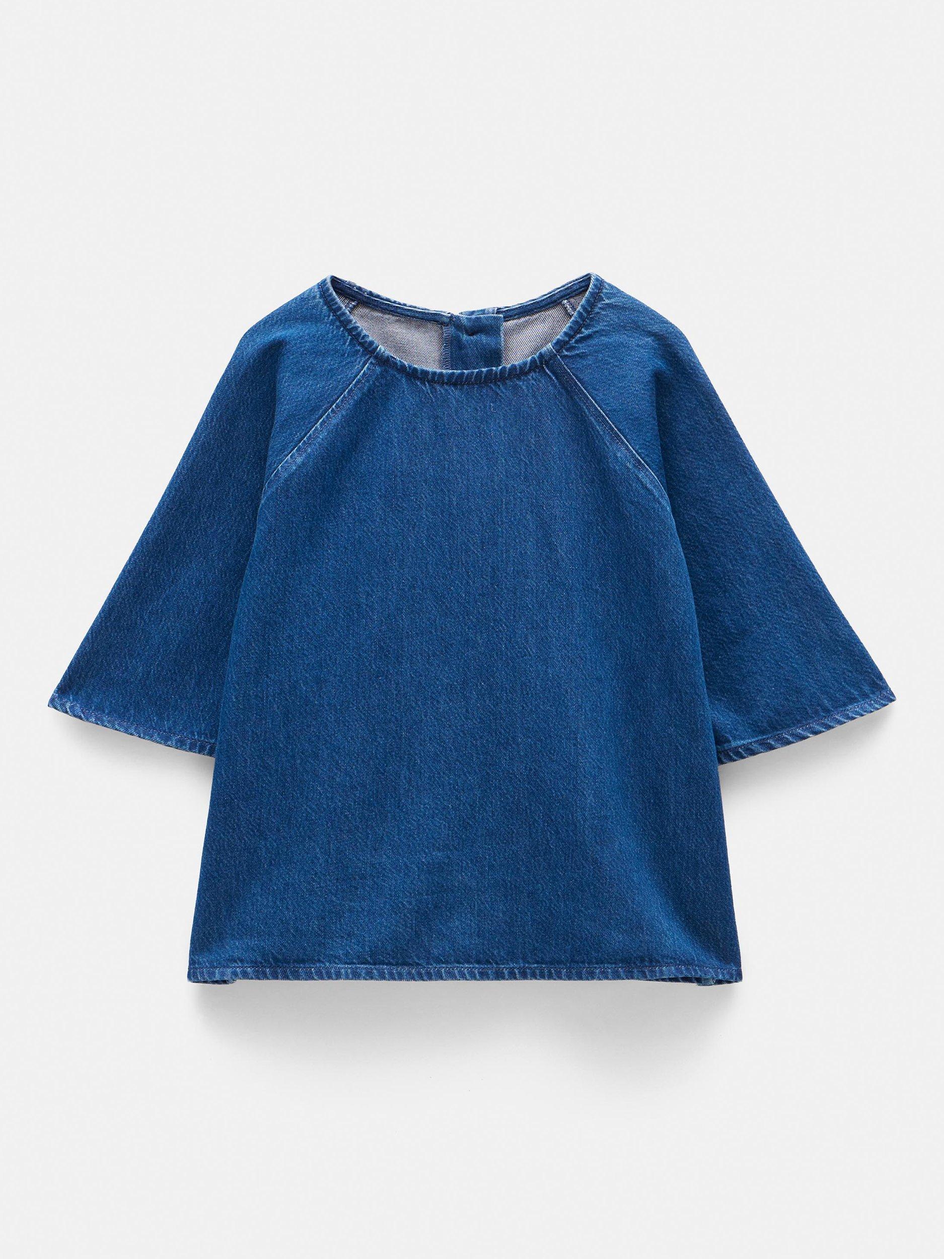 Product image 5 of 5, which shows HUSH Denim Raglan Sleeve Top, Blue, XXS