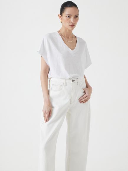 HUSH Rosalia Linen Blend T-Shirt, White