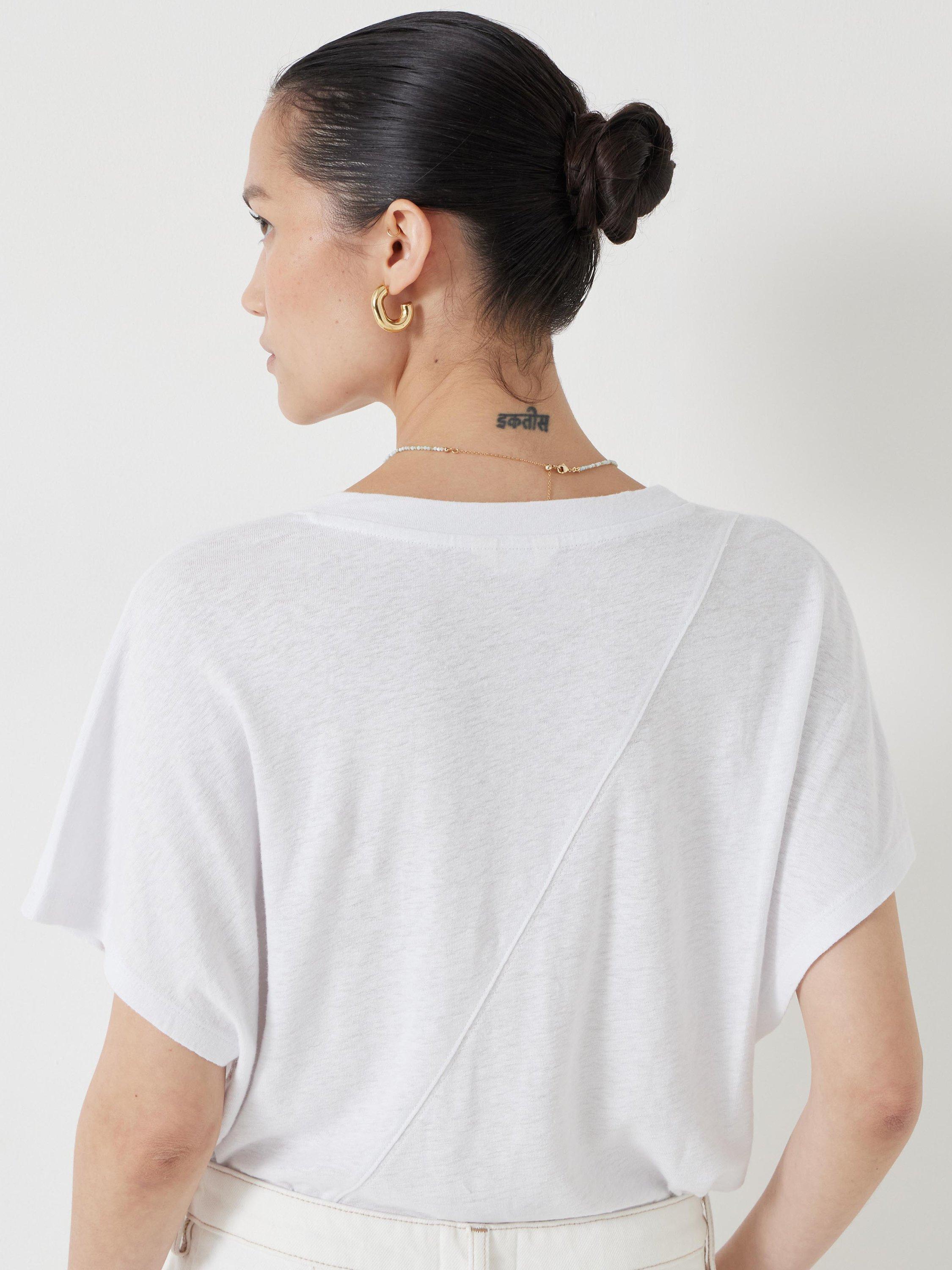 Product image 5 of 5, which shows HUSH Rosalia Linen Blend T-Shirt, White, L